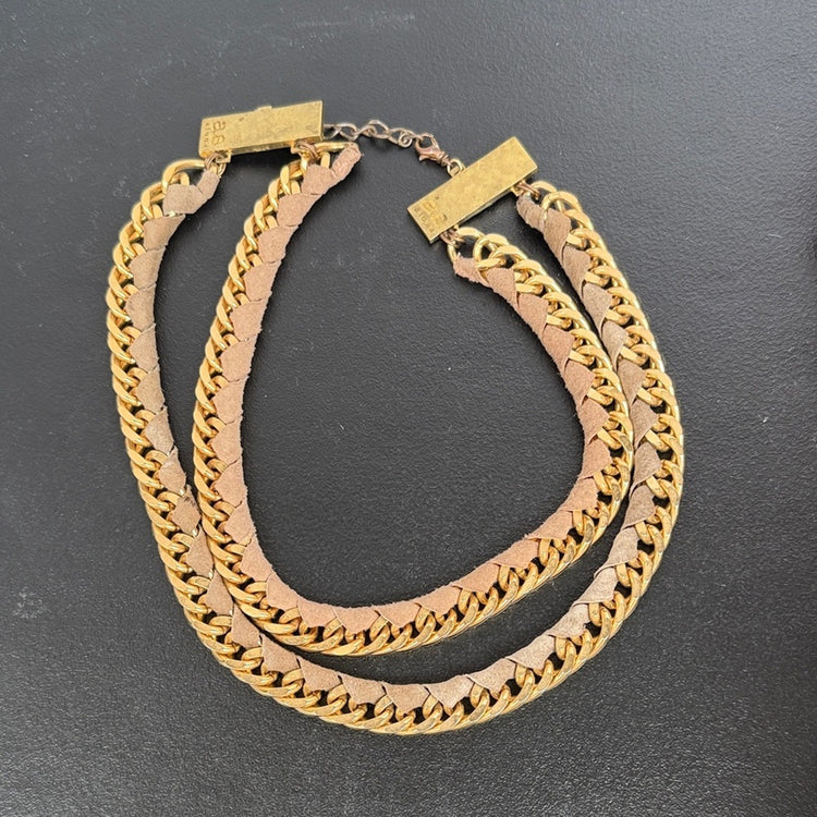 ByAlona Vintage Gold and Tan Chain Necklace