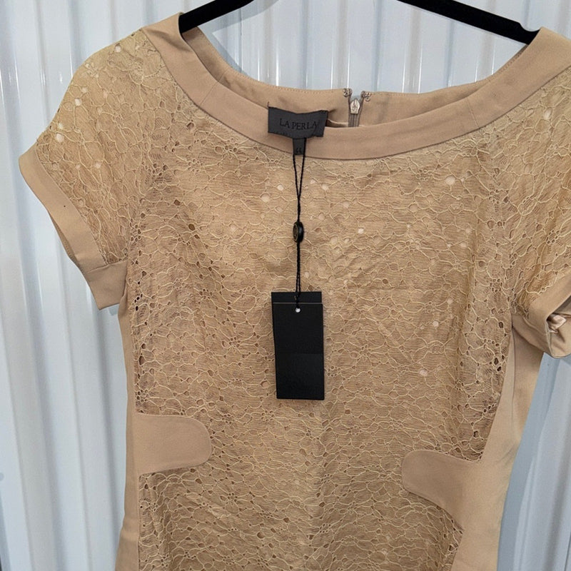 LA PERLA beautiful Tan Lace Dress Tan Size 10 Womens